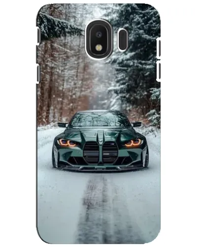 Чехол для Samsung Galaxy J4 2018 (SM-J400F) с картинкой «BMW в зимнем лесу»