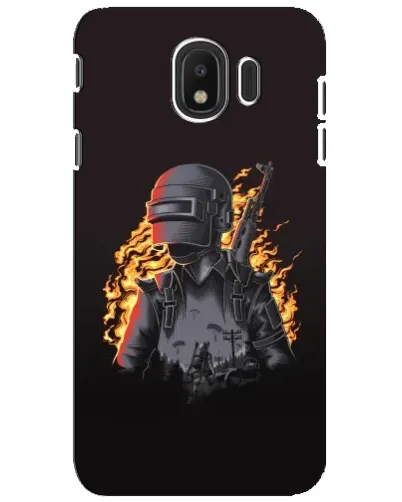 Чехол для Samsung Galaxy J4 2018 (SM-J400F) с картинкой «PUBG — огненный силуэт»