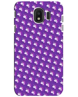 Чехол для Samsung Galaxy J4 2018 (SM-J400F) с картинкой «Единороги на фиолетовом»