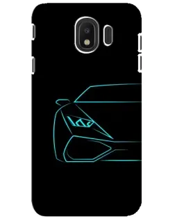 Чохол для Samsung Galaxy J4 2018 (SM-J400F) з картинкою «Блакитний силует Lamborghini»