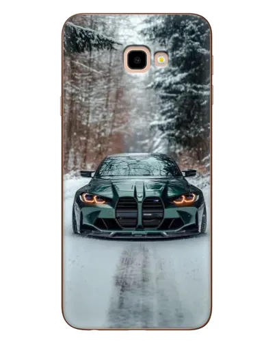 Чехол для Samsung Galaxy J4 Plus (J4+, J415) с картинкой «BMW в зимнем лесу»