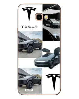 Чехол для Samsung Galaxy J4 Plus (J4+, J415) с картинкой «Коллаж Cybertruck Tesla»