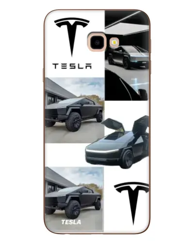 Чехол для Samsung Galaxy J4 Plus (J4+, J415) с картинкой «Коллаж Cybertruck Tesla»