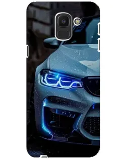 Чехол для Samsung Galaxy J6 2018 (J600F) с картинкой «Взгляд BMW с синими фарами»