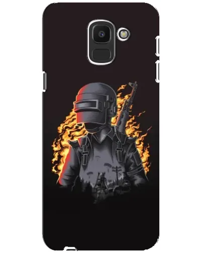 Чехол для Samsung Galaxy J6 2018 (J600F) с картинкой «PUBG — огненный силуэт»