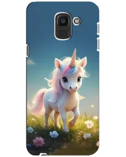 Чехол для Samsung Galaxy J6 2018 (J600F) с картинкой «Единорог на поляне»
