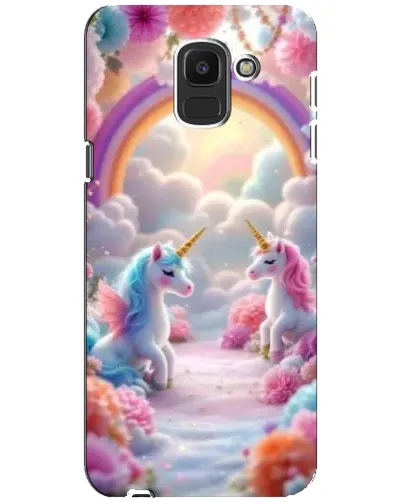 Чехол для Samsung Galaxy J6 2018 (J600F) с картинкой «Радуга и единороги»