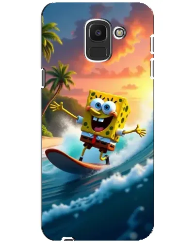 Чехол для Samsung Galaxy J6 2018 (J600F) с картинкой «Губка Боб серфингист» Чехол для Samsung Galaxy J6 2018 (J600F) с картинкой «Губка Боб серфингист»