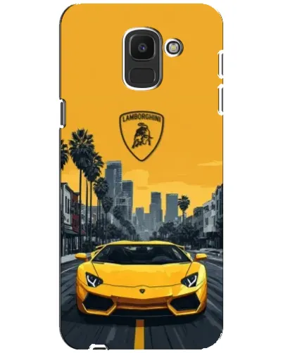 Чехол для Samsung Galaxy J6 2018 (J600F) с картинкой «Желтый Lamborghini город»