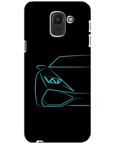 Чехол для Samsung Galaxy J6 2018 (J600F) с картинкой «Голубой силуэт Lamborghini»