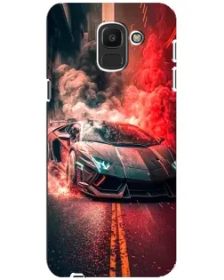 Чехол для Samsung Galaxy J6 2018 (J600F) с картинкой «Lamborghini красный дым»
