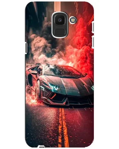 Чехол для Samsung Galaxy J6 2018 (J600F) с картинкой «Lamborghini красный дым»