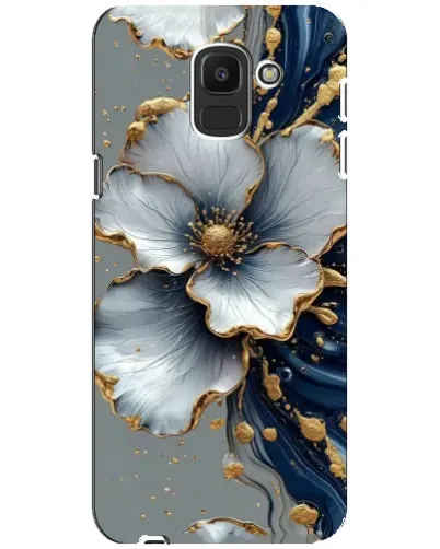 Чехол для Samsung Galaxy J6 2018 (J600F) с картинкой «Белый цветок и золотой флюид» Чехол для Samsung Galaxy J6 2018 (J600F) с картинкой «Белый цветок и золотой флюид»