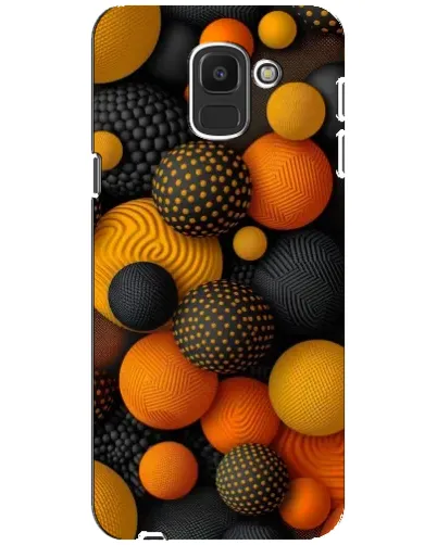 Чехол для Samsung Galaxy J6 2018 (J600F) с картинкой «Объемные оранжевые сферы»