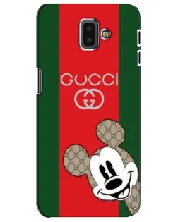 Чехол для Samsung Galaxy J6 Plus 2018 (J610) с картинкой «Gucci — полосы и Микки»