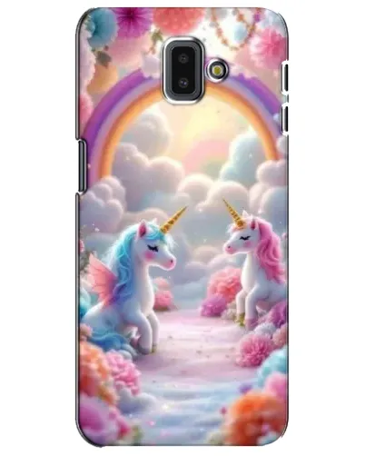 Чехол для Samsung Galaxy J6 Plus 2018 (J610) с картинкой «Радуга и единороги»