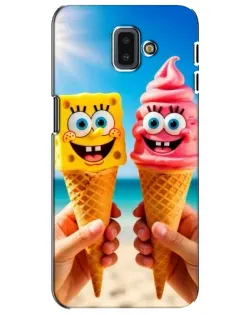 Чехол для Samsung Galaxy J6 Plus 2018 (J610) с картинкой «Спанч Боб мороженое»
