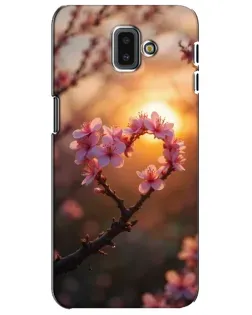 Чехол для Samsung Galaxy J6 Plus 2018 (J610) с картинкой «Розовый цвет сердце на фоне заката»