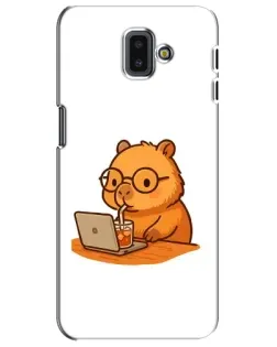Чехол для Samsung Galaxy J6 Plus 2018 (J610) с картинкой «Капибара с ноутбуком»