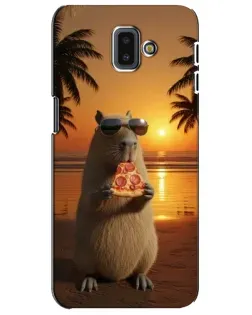 Чехол для Samsung Galaxy J6 Plus 2018 (J610) с картинкой «Капибара с пиццей»