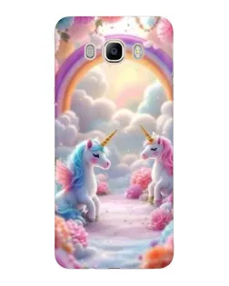 Чехол для Samsung Galaxy J7 2016 (J710, J7108) с картинкой «Радуга и единороги»