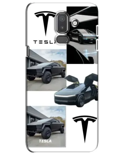 Чехол для Samsung Galaxy J8 2018 (J810) с картинкой «Коллаж Cybertruck Tesla»
