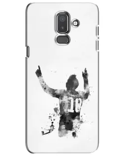 Чехол для Samsung Galaxy J8 2018 (J810) с картинкой «Черно-белый силуэт Месси»