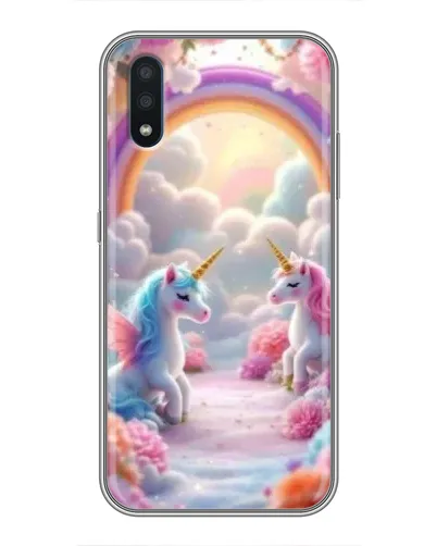 Чехол для Samsung Galaxy M01 (M015) с картинкой «Радуга и единороги»