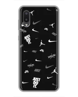 Чехол для Samsung Galaxy M02 (M022) с картинкой «Nike Black Pattern»