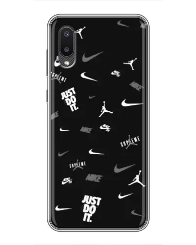 Чехол для Samsung Galaxy M02 (M022) с картинкой «Nike Black Pattern»