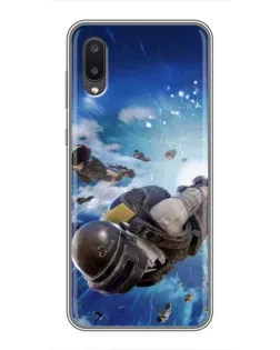 Чехол для Samsung Galaxy M02 (M022) с картинкой «Десант PUBG — прыжок»