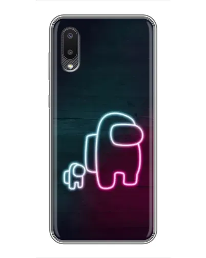 Чехол для Samsung Galaxy M02 (M022) с картинкой «Among Us неон-арт»