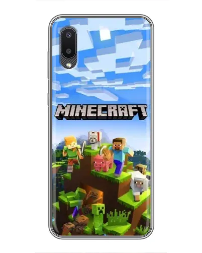 Чехол для Samsung Galaxy M02 (M022) с картинкой «Minecraft классический мир»