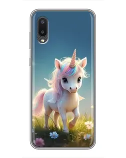 Чехол для Samsung Galaxy M02 (M022) с картинкой «Единорог на поляне»