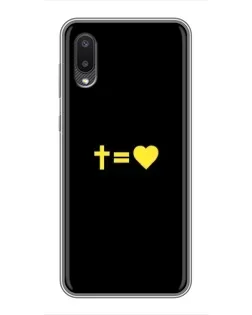 Чехол для Samsung Galaxy M02 (M022) с картинкой «Сердце и Крест»
