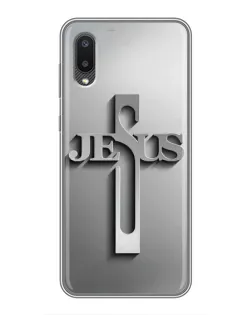 Чехол для Samsung Galaxy M02 (M022) с картинкой «Металлический крест Jesus»