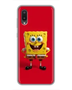 Чехол для Samsung Galaxy M02 (M022) с картинкой «Спанч Боб на красном»