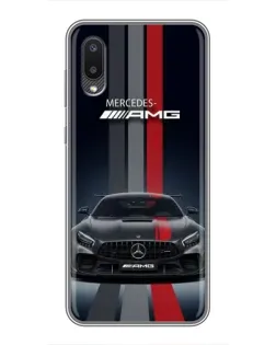 Чехол для Samsung Galaxy M02 (M022) с картинкой «Mercedes — белый карбон»