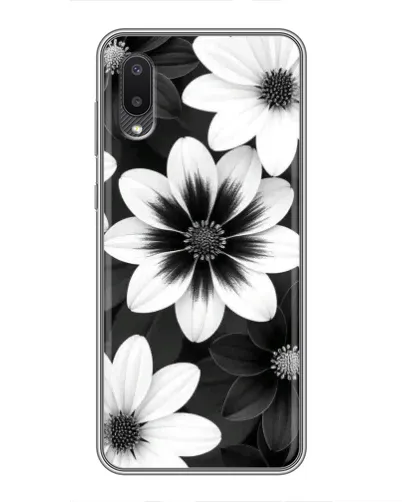 Чехол для Samsung Galaxy M02 (M022) с картинкой «Монохромные астры»