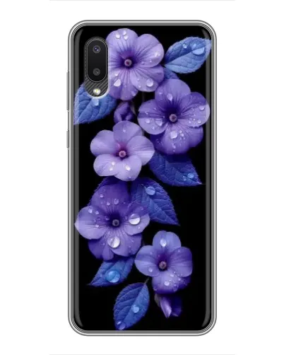 Чехол для Samsung Galaxy M02 (M022) с картинкой «Фиолетовые цветы с росою»