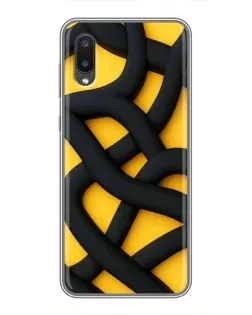 Чехол для Samsung Galaxy M02 (M022) с картинкой «Черное желтое переплетение»