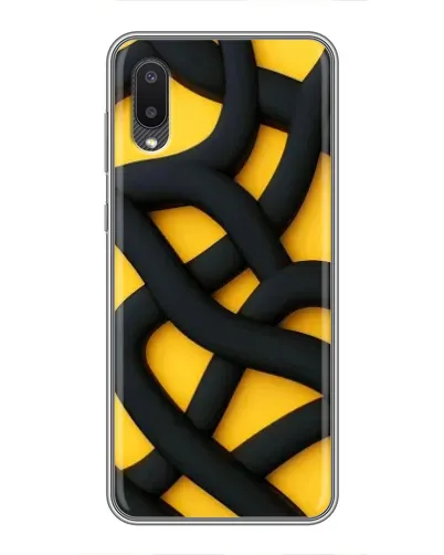 Чехол для Samsung Galaxy M02 (M022) с картинкой «Черное желтое переплетение»