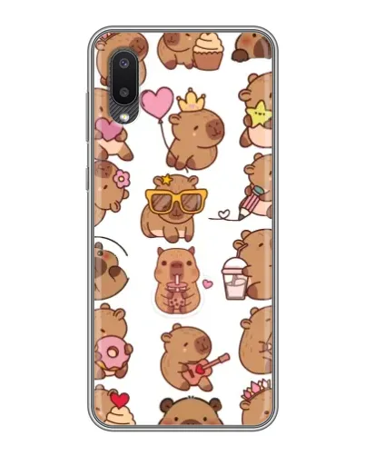 Чехол для Samsung Galaxy M02 (M022) с картинкой «Стикерпак с капибарами»