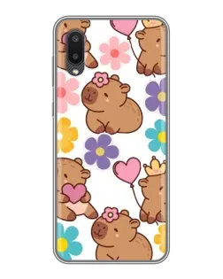 Чехол для Samsung Galaxy M02 (M022) с картинкой «Цветочный паттерн капибар» Чехол для Samsung Galaxy M02 (M022) с картинкой «Цветочный паттерн капибар»