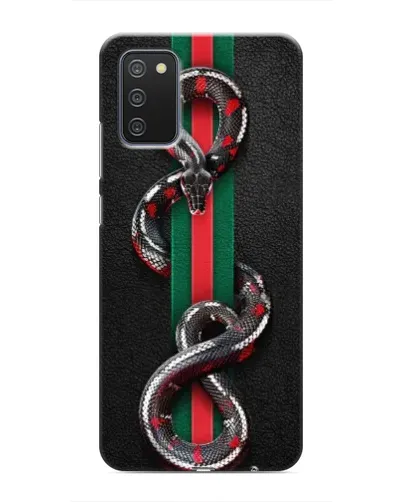 Чехол для Samsung Galaxy M02s с картинкой «Gucci — змея на полосе» Чехол для Samsung Galaxy M02s с картинкой «Gucci — змея на полосе»