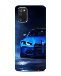 Чехол для Samsung Galaxy M02s с картинкой «Голубая BMW M4»