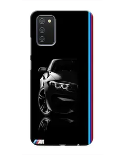Чехол для Samsung Galaxy M02s с картинкой «Силуэт BMW в темноте»