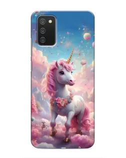 Чехол для Samsung Galaxy M02s с картинкой «Единорог среди облаков»