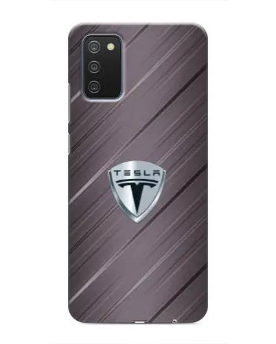 Чехол для Samsung Galaxy M02s с картинкой «Металлическая текстура Tesla»