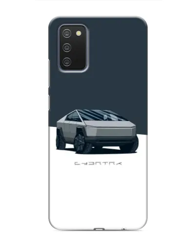 Чехол для Samsung Galaxy M02s с картинкой «Серебристый Cybertruck Tesla»
